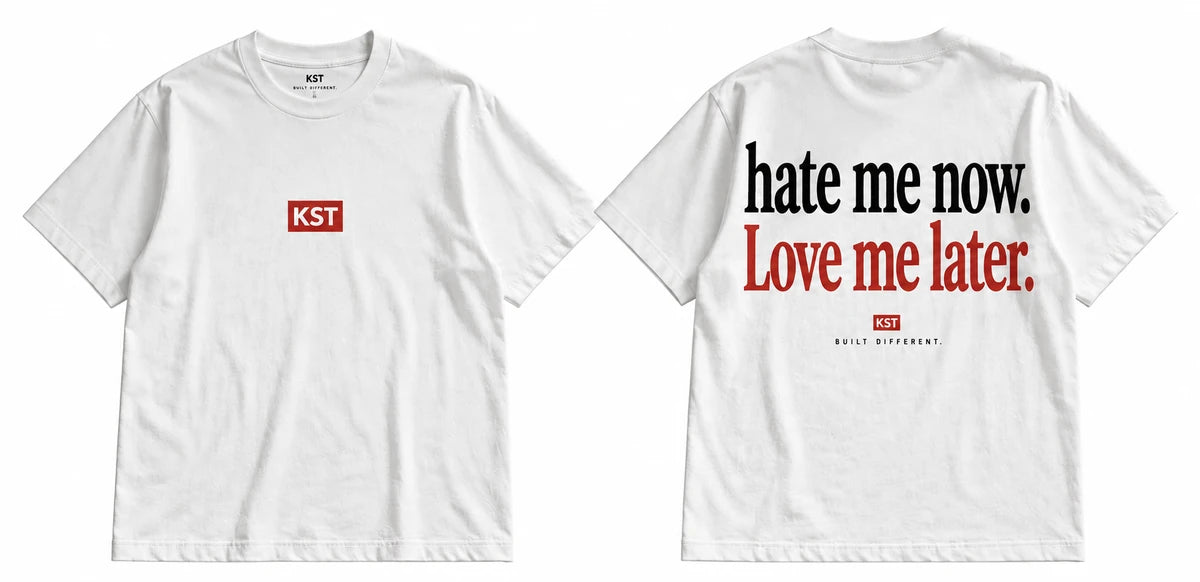 Both sides | white Hate Me Now Tee